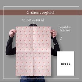 Kinder-Geschenkpapier: Hase mit Ballon (rosa) für Baby-Mädchen zur Geburt/ Taufe | Set: 4 Bögen Geschenkpapier + 1 Postkarte | Artikelnummer: 4260615913423