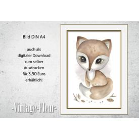 Kinderzimmer Poster Wandbild DIN A4 / A3, Fuchs   |  | Artikelnummer: 120690727