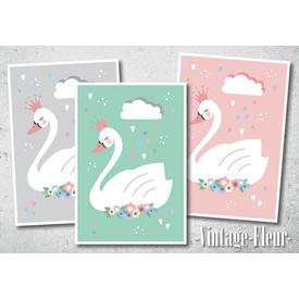 Kinderzimmer Wandbild, Poster A4 / A3, Schwann  |  | Artikelnummer: 118655899
