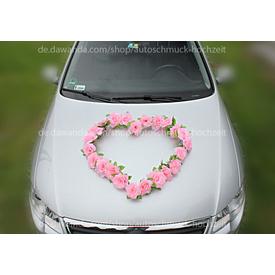 Rosa Rosen Autodeko Hochzeit Herz Girlande  |  | Artikelnummer: 93241407