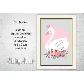 Kinderzimmer Poster A4 / A3, Schwann mit Blumen  |  | Artikelnummer: 118655647