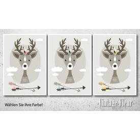 Kinderzimmer Wandbild, Poster A4/A3, Tribal Hirsch  |  | Artikelnummer: 119539499