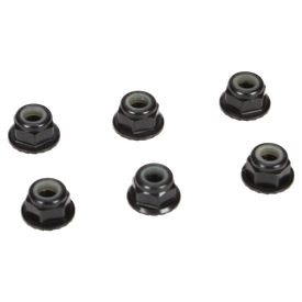 TLR 4mm Aluminium Stoppmutter mit Flansch Schwarz 6St.  TLR336000 | 4mm Radmuttern | Artikelnummer: TLR336000