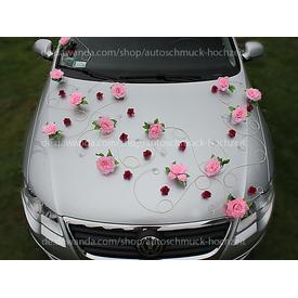 Autoschmuck für Hochzeit Autodeko Pink Burgunder   |  | Artikelnummer: 95793879