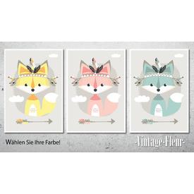 Kinderzimmer Wandbild, Poster A4/A3, Tribal Fuchs  |  | Artikelnummer: 119139463