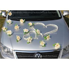 Autoschmuck Hochzeit Rattan Herzen ohne Blumen  |  | Artikelnummer: 100920811