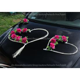 Autodekoration Hochzeit Rosen und Rattan Herzen  |  | Artikelnummer: 93111687