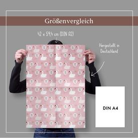 Kinder-Geschenkpapier: Baby-Schwan-Prinzessin (zur Geburt, Taufe) | Set: 4 Bögen Geschenkpapier + 4 Geschenkanhänger | Artikelnummer: 4260615910835