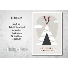 Kinderzimmer Wandbild, Poster A4 / A3, Teepee  |  | Artikelnummer: 119139999