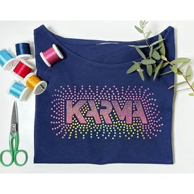 Bügelbild „Karma“ + Stickdatei  | 13 x 18 cm Stickrahmen | Artikelnummer: 3507-3212-5357