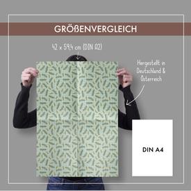 Geschenkpapier-Set: Kariert mit Tannenzweigen (Weihnachten, mint-grün, modern) | 4 Bögen Geschenkpapier + 4 Geschenkanhänger | Artikelnummer: 4260615912273