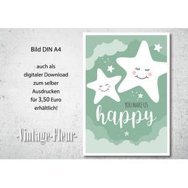 Kinderzimmer Wandbild, Poster A4 / A3, Happy  |  | Artikelnummer: 117733015