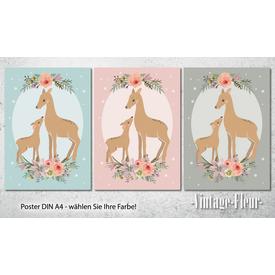 Kinderzimmer Wandbild, Poster A4 / A3, Reh  |  | Artikelnummer: 120394535