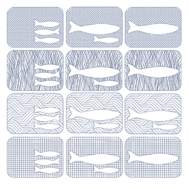 Quilties Fische -Untersetzer  | 20 x 30 cm Stickrahmen | Artikelnummer: 8247-7013-3760