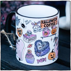 Halloween Tasse Stay Spooky Schwarz  | Wieviele Katzen findest du auf der Tasse? | Artikelnummer: StaySpookyTasseSchwarz