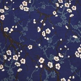 OBERWEIHER | Bandana + Leather Ring | Plum Tree Branch On Blue | Artikelnummer: 2468-4344-3502