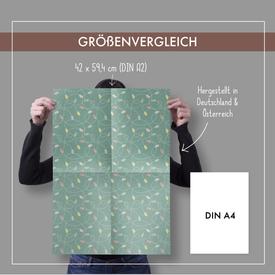 Geschenkpapier-Set: Bunte Handschuhe (Weihnachten, grün-gelb) | 4 Bögen Geschenkpapier + 4 Geschenkanhänger | Artikelnummer: 4260615912198