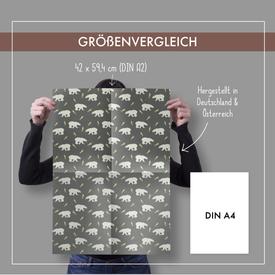 Geschenkpapier-Set: Eisbären / Weihnachten (schwarz, weiß) | 4 Bögen Geschenkpapier + 4 Geschenkanhänger | Artikelnummer: 4260615912174