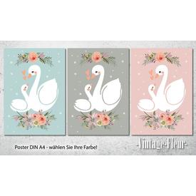 Kinderzimmer Wandbild, Poster A4, Schwan  |  | Artikelnummer: 120394495