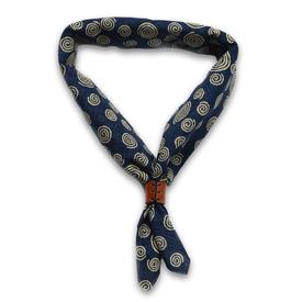 OBERWEIHER | Bandana + Leather Ring | Spirals Dark Blue | Artikelnummer: 1374-4158-2411