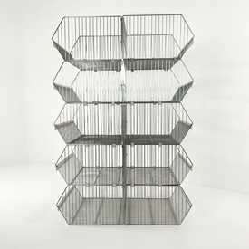 Wanzl Stapelkorb – 10er Set | Gebrauchtware | 62,5 x 50 x 30 cm | Artikelnummer: DT-BG-STK-10-SET-B62