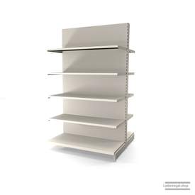 Ihr individuelles Gondelregal | H 210 cm | B 125 cm | T 2x 57 cm | 8 FB T 47 cm | RAL 9001 | Artikelnummer: AFGR-125-210-57-8-47-J