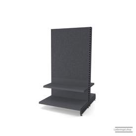 Ihr Gondelregal mit Lochrückwand | H 180 cm | B 100 cm | T 2x 57 cm | 2 FB T 37 cm  | RAL 7015 | Artikelnummer: AFGR-100-180-57-2-37-LRW-S