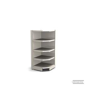 Ihre Verkaufsregal-Innenecke | H 160 cm | B 74 cm | T 47 cm | 4 FB T 47 cm | RAL 9001 | Artikelnummer: SR-74-160-47-4-47-IEK-J