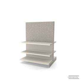 Ihr Gondelregal mit Lochrückwand | H 160 cm | B 125 cm | T 2x 47 cm | 4 FB T 37 cm  | RAL 9001 | Artikelnummer: AFGR-125-160-47-4-37-LRW-J