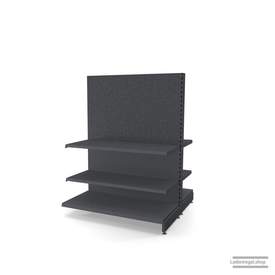 Ihr Gondelregal mit Lochrückwand | H 160 cm | B 125 cm | T 2x 57 cm | 4 FB T 47 cm  | RAL 7015 | Artikelnummer: AFGR-125-160-57-4-47-LRW-S