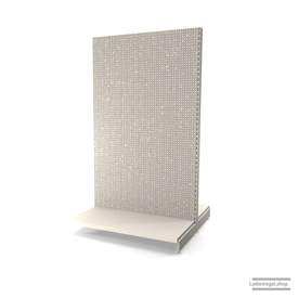 Ihr Gondelregal mit Lochrückwand | H 210 cm | B 125 cm | T 2x 57 cm | 0 FB | RAL 9001 | Artikelnummer: AFGR-125-210-57-0-37-LRW-J