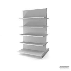 Ihr individuelles Gondelregal | H 210 cm | B 125 cm | T 2x 57 cm | 8 FB T 37 cm | RAL 7035 | Artikelnummer: AFGR-125-210-57-8-37-L