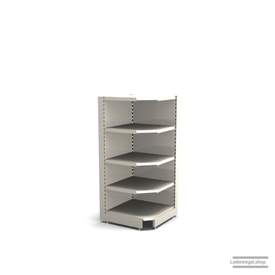 Ihre Verkaufsregal-Innenecke | H 160 cm | B 74 cm | T 57 cm | 4 FB T 47 cm | RAL 9001 | Artikelnummer: SR-74-160-57-4-47-IEK-J