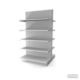 Ihr individuelles Gondelregal | H 210 cm | B 125 cm | T 2x 57 cm | 8 FB T 47 cm | RAL 7035 | Artikelnummer: AFGR-125-210-57-8-47-L