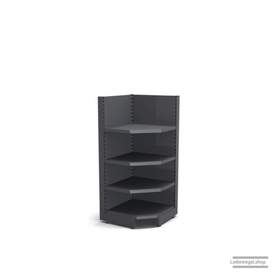 Ihre Verkaufsregal-Innenecke | H 160 cm | B 74 cm | T 47 cm | 3 FB T 37 cm | RAL 7015 | Artikelnummer: SR-74-160-47-3-37-IEK-S