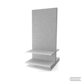 Ihr Gondelregal mit Lochrückwand | H 210 cm | B 100 cm | T 2x 57 cm | 2 FB T 47 cm  | RAL 7035 | Artikelnummer: AFGR-100-210-57-2-47-LRW-L