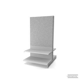 Ihr Gondelregal mit Lochrückwand | H 180 cm | B 100 cm | T 2x 57 cm | 2 FB T 47 cm  | RAL 7035 | Artikelnummer: AFGR-100-180-57-2-47-LRW-L