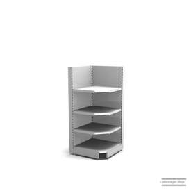 Ihre Verkaufsregal-Innenecke | H 160 cm | B 74 cm | T 57 cm | 3 FB T 47 cm | RAL 7035 | Artikelnummer: SR-74-160-57-3-47-IEK-L