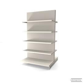 Ihr individuelles Gondelregal | H 210 cm | B 125 cm | T 2x 57 cm | 8 FB T 37 cm | RAL 9001 | Artikelnummer: AFGR-125-210-57-8-37-J