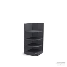 Ihre Verkaufsregal-Innenecke | H 160 cm | B 74 cm | T 57 cm | 3 FB T 47 cm | RAL 7015 | Artikelnummer: SR-74-160-57-3-47-IEK-S