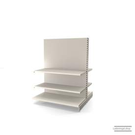 Ihr individuelles Gondelregal | H 160 cm | B 125 cm | T 2x 57 cm | 4 FB T 47 cm | RAL 9001 | Artikelnummer: AFGR-125-160-57-4-47-J