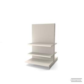 Ihr individuelles Gondelregal | H 160 cm | B 100 cm | T 2x 57 cm | 4 FB T 37 cm | RAL 9001 | Artikelnummer: AFGR-100-160-57-4-37-J