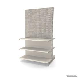 Ihr Gondelregal mit Lochrückwand | H 210 cm | B 100 cm | T 2x 47 cm | 4 FB T 47 cm  | RAL 9001 | Artikelnummer: AFGR-125-210-47-4-47-LRW-J