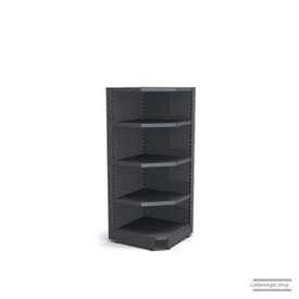 Ihre Verkaufsregal-Innenecke | H 180 cm | B 74 cm | T 57 cm | 4 FB T 37 cm | RAL 7015 | Artikelnummer: SR-74-180-57-4-37-IEK-S
