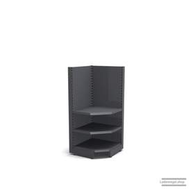 Ihre Verkaufsregal-Innenecke | H 160 cm | B 74 cm | T 47 cm | 2 FB T 37 cm | RAL 7015 | Artikelnummer: SR-74-160-47-2-37-IEK-S