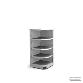 Ihre Verkaufsregal-Innenecke | H 160 cm | B 74 cm | T 57 cm | 4 FB T 47 cm | RAL 7035 | Artikelnummer: SR-74-160-57-4-47-IEK-L