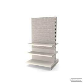 Ihr Gondelregal mit Lochrückwand | H 180 cm | B 100 cm | T 2x 47 cm | 4 FB T 37 cm  | RAL 9001 | Artikelnummer: AFGR-100-180-47-4-37-LRW-J