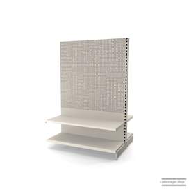 Ihr Gondelregal mit Lochrückwand | H 180 cm | B 125 cm | T 2x 47 cm | 2 FB T 47 cm  | RAL 9001 | Artikelnummer: AFGR-125-180-47-2-47-LRW-J
