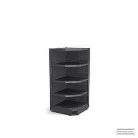 Ihre Verkaufsregal-Innenecke | H 160 cm | B 74 cm | T 57 cm | 4 FB T 37 cm | RAL 7015 | Artikelnummer: SR-74-160-57-4-37-IEK-S
