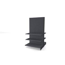 Ihr Gondelregal mit Lochrückwand | H 180 cm | B 100 cm | T 2x 57 cm | 4 FB T 47 cm  | RAL 7015 | Artikelnummer: AFGR-100-180-57-4-47-LRW-S